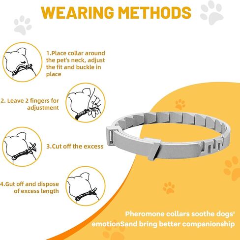 Calming Collar For Dogs 4 Packs, Effectively Relieves Anxiety from Noise, Separation, New environment, Fireworks, Adjustable 25" Flexible, Lasts 60 Days, Grey, Suitable for All Dog Sizes & Ages in Kuwait