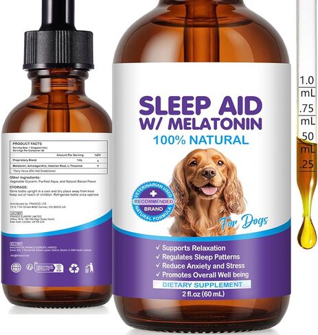 Melatonin for Dogs - Dog Melatonin for Calming and Anxiety, Liquid Sleep Aid Supplement, Deep Sleep for Dog in Kuwait