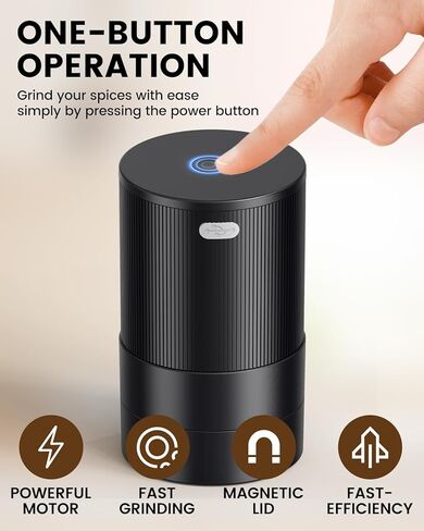 مطحنة كهربائية من KINGTOP، مطحنة توابل أوتوماتيكية من سبائك الزنك للتوابل الناعمة فقط، تشغيل بيد واحدة، أوضاع طحن مزدوجة: قلاب للدقيق أو المستقيم للخشن in Kuwait