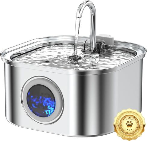 Cat Water Fountain Stainless Steel, 74oz/2.2L Cat Fountain with Quiet Pump, Automatic Pet Water Dispenser, Ideal for Multi-pet Homes, Fresh & Clean Water for Cats and Dogs in Kuwait