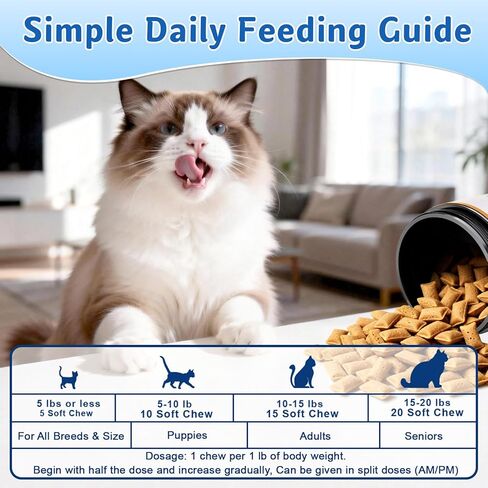 Cat Vitamins Crunchy&Creamy Chews-15 in 1 Cat Multivitamin Treat,Taurine for Cats Immune,Digestive,Skin&Coat,Joint,Heart & Brain with Fish Oil,DL-Methionine,Probiotics of All Breeds Ages,500 Counts in Kuwait
