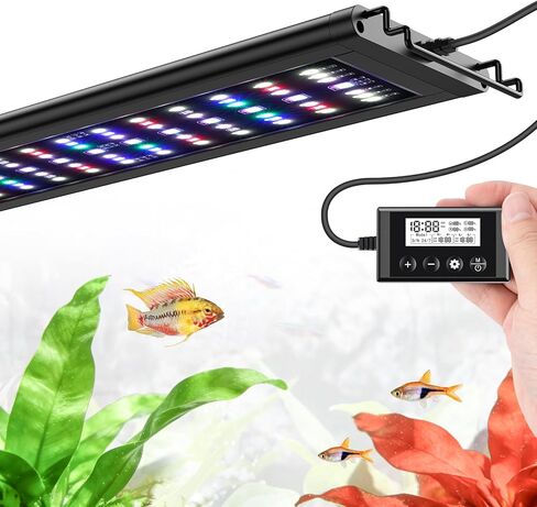 ضوء حوض السمك LED كامل الطيف لخزان الأسماك مع سطوع RGB / تعديل اللون بدون خطوات، وضع دورة ليلية نهارية 24/7، مؤقت تشغيل/إيقاف تلقائي، IP68 مقاوم للماء (18 وات لخزان 18 بوصة - 24 بوصة) in Kuwait