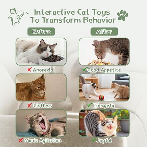 Cat Toys 33 Pack - Delightful Interactive Variety Set for Cats & Kittens with Catnip Toy, Crinkle Balls, Cat Ball Toys, Springs to Reduce Anxiety & Destructive Behaviour in Kuwait