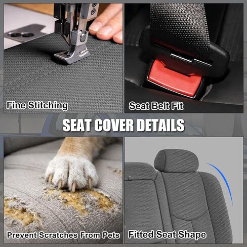 Front Seat Covers Replace for 1999-2006 Chevy Silverado 1500 and GMC Sierra 1500, Knitted Fabric Composite Soft Foam Lining Airmesh Breathable Seat Cover in Saudi Arabia