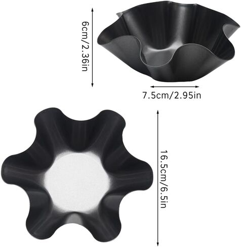 Taco Salad Bowl Maker Molds, 4 Packs Non Stick Carbon Steel Baking Bowls Tortilla Bowl Maker Shell Pans Taco Shell Maker, 16.5x7.5x6cm/6.5x2.95x2.36in (Black) in Kuwait