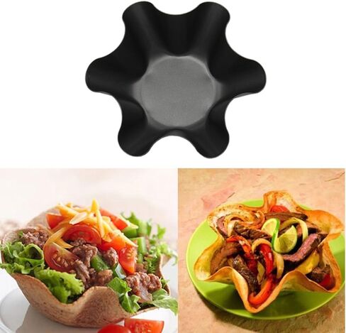 Taco Salad Bowl Maker Molds, 4 Packs Non Stick Carbon Steel Baking Bowls Tortilla Bowl Maker Shell Pans Taco Shell Maker, 16.5x7.5x6cm/6.5x2.95x2.36in (Black) in Kuwait