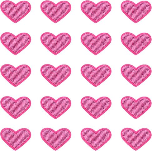 Yalulu 20PCs Mini Heart Embroidered Repair Patches Iron On Sew-on Cloth Paste DIY Applique Craft Kids Clothing Hat Bag Decor (Pink) in Saudi Arabia