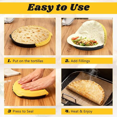 3-in-1 Tortilla Sealer & Crimper, Removable Adjustable 6"-8''-10" Crust, Versatile Quesadilla Crimper for Quick Sealing Tacos, Burritos, Empanadas and More (Yellow & Black) in Kuwait