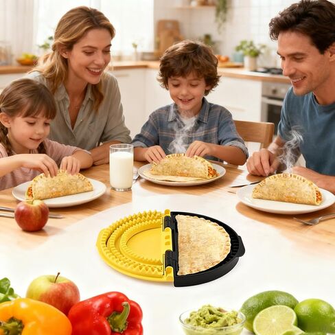3-in-1 Tortilla Sealer & Crimper, Removable Adjustable 6"-8''-10" Crust, Versatile Quesadilla Crimper for Quick Sealing Tacos, Burritos, Empanadas and More (Yellow & Black) in Kuwait