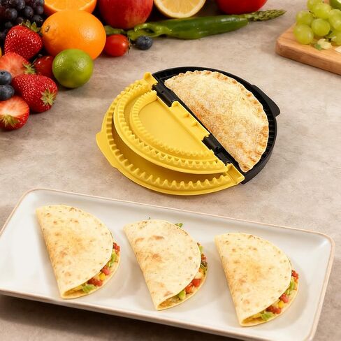 3-in-1 Tortilla Sealer & Crimper, Removable Adjustable 6"-8''-10" Crust, Versatile Quesadilla Crimper for Quick Sealing Tacos, Burritos, Empanadas and More (Yellow & Black) in Kuwait