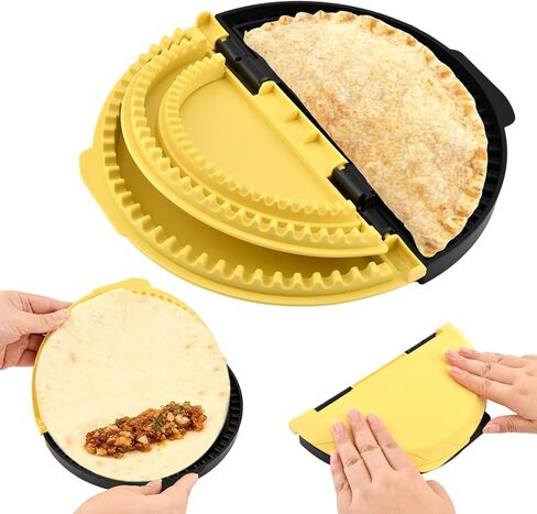 3-in-1 Tortilla Sealer & Crimper, Removable Adjustable 6"-8''-10" Crust, Versatile Quesadilla Crimper for Quick Sealing Tacos, Burritos, Empanadas and More (Yellow & Black) in Kuwait