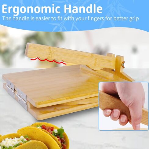 Wooden Tortilla Press,10 Inches Rotatable Prensa Para Tortillas with Bamboo Tortilla Press,Rolling Pin and 50 Pcs Parchment Paper for Homemade Mexican Tortillera, Pataconera, Burritos and Dough Press in Kuwait