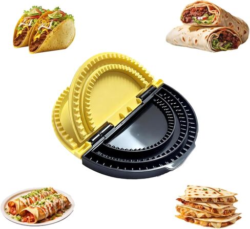 Quesadilla Maker & Tortilla Sealer Tool | 3-in-1 Adjustable Crimper for 10/8/6 Inch Wraps, Burritos, Calzones | Includes Free Cooking Tongs | Detachable, Dishwasher Safe in Kuwait