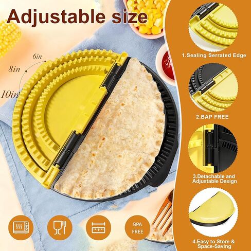 Tortilla Sealer and Crimper for 6, 8, 10 Inch Wraps | Manual Press Crimper, Adjustable Detachable Tortilla Sealer for Sandwiches, Burritos, Quesadillas, Tacos, Calzones DIY Creative Cooking in Kuwait