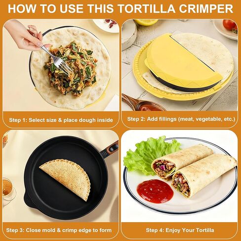 Tortilla Sealer and Crimper for 6, 8, 10 Inch Wraps | Manual Press Crimper, Adjustable Detachable Tortilla Sealer for Sandwiches, Burritos, Quesadillas, Tacos, Calzones DIY Creative Cooking in Kuwait