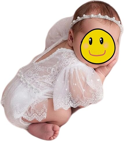 Zeroest Newborn Picture Outfit Infant Photography Lace Romper Newborn Photography Props Girl Outfits Baby Photoshoot Photo in Saudi Arabia