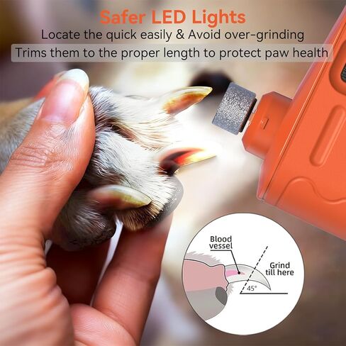 Dog Nail Grinder Quiet,Dog Nail Trimmers with Light,Electric 2-Speed Pro Pet Nail Grinder,Painless Paws Grooming & Smoothing Tool for Dogs, Cats and Other Animals in Kuwait