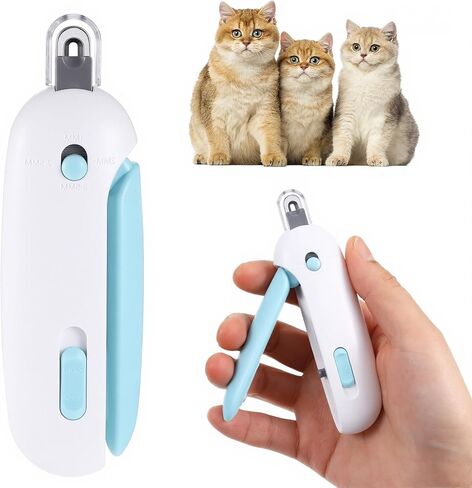 Tucnoeu Cat Nail Clipper، أداة تشذيب أظافر القطط مع فتحة تشذيب قابلة للتعديل بـ 3 أحجام لتخزين حطام القطع SND، مبرد أظافر مخفي، شفرة دائرية لقص أظافر الحيوانات الأليفة لأداة تهذيب خالية من الإصابات in Kuwait