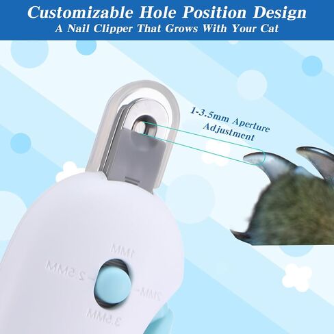 Tucnoeu Cat Nail Clipper، أداة تشذيب أظافر القطط مع فتحة تشذيب قابلة للتعديل بـ 3 أحجام لتخزين حطام القطع SND، مبرد أظافر مخفي، شفرة دائرية لقص أظافر الحيوانات الأليفة لأداة تهذيب خالية من الإصابات in Kuwait