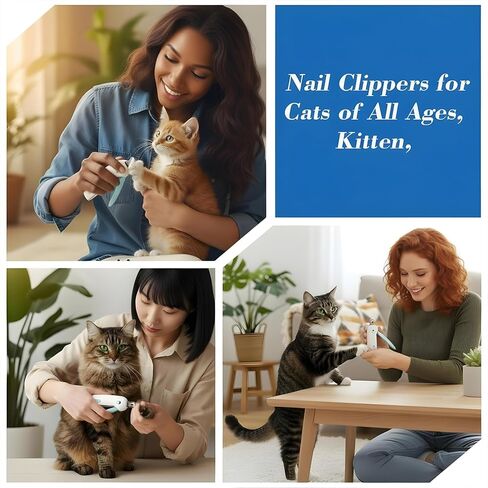 Tucnoeu Cat Nail Clipper، أداة تشذيب أظافر القطط مع فتحة تشذيب قابلة للتعديل بـ 3 أحجام لتخزين حطام القطع SND، مبرد أظافر مخفي، شفرة دائرية لقص أظافر الحيوانات الأليفة لأداة تهذيب خالية من الإصابات in Kuwait