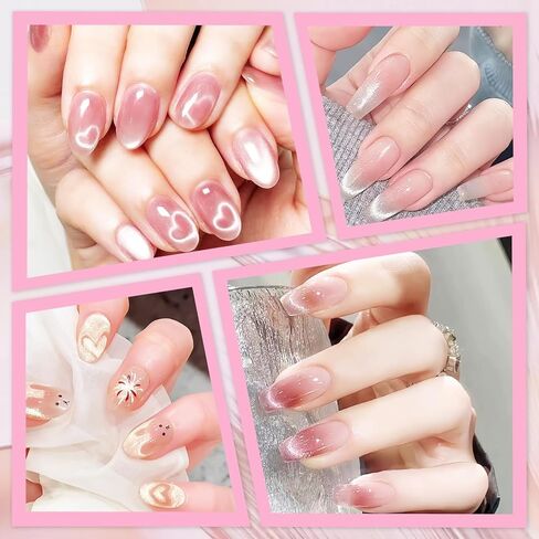 9-Piece Cat Eye Magnet, Different styles cateye magnet for nails, Cateye Magnet for Nails Kit for Creating Flowers French Hearts Rabbit Designs, nail magnet Kit Home DIY Salon Essentials in Kuwait