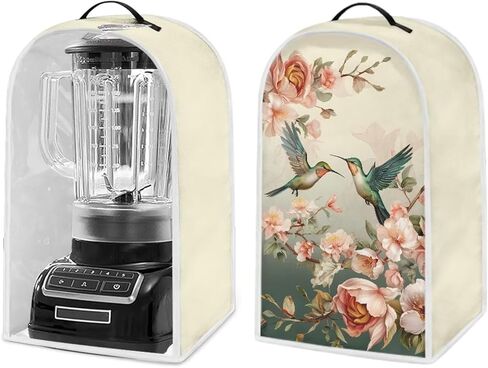 Vintage Flower Hummingbird Transparent Kitchen Blender Dust Cover 1 Piece Kitchen Appliance Protector Countertop Blender Dust Cover with Handle in Kuwait