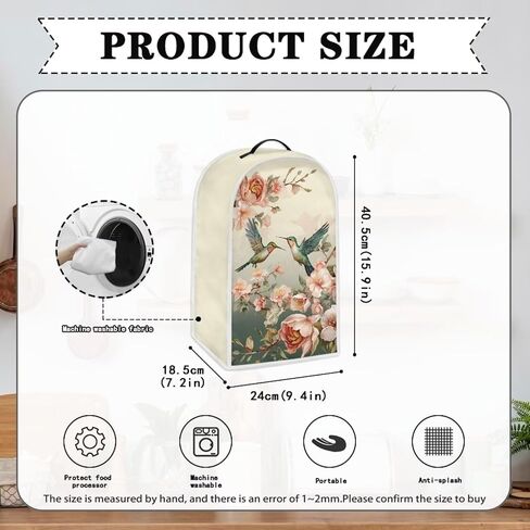 Vintage Flower Hummingbird Transparent Kitchen Blender Dust Cover 1 Piece Kitchen Appliance Protector Countertop Blender Dust Cover with Handle in Kuwait