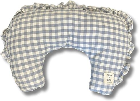 MOM N POP Organic Dog Pillow Bed, Calming Dog Head & Neck Pillow for Small, Medium Dog & Puppy, Handmade Organic Cotton Pet Cushion Bed, Washable Gingham Check Cushion – Beige/Blue (Red) in Kuwait