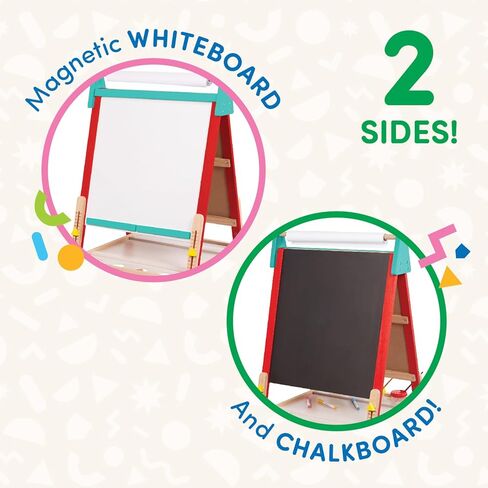 Battat –Wooden Art Easel All in 1– Art Toys for Toddlers & Kids – Creative Toys – Chalkboard & Magnetic White Board – Ages 3 + – Creation Station Art Easel in Saudi Arabia