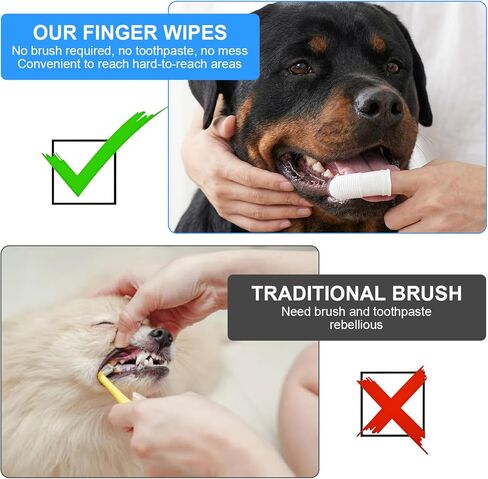 25Pcs Cat & Dog Toothbrush Soft Fabric Pet Finger Toothbrush Kit Washable & Reusable Oral Cleaning Wipes for Puppies Kittens at Home Dental Care (White and Clear) in Kuwait
