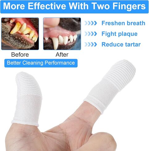 25Pcs Cat & Dog Toothbrush Soft Fabric Pet Finger Toothbrush Kit Washable & Reusable Oral Cleaning Wipes for Puppies Kittens at Home Dental Care (White and Clear) in Kuwait