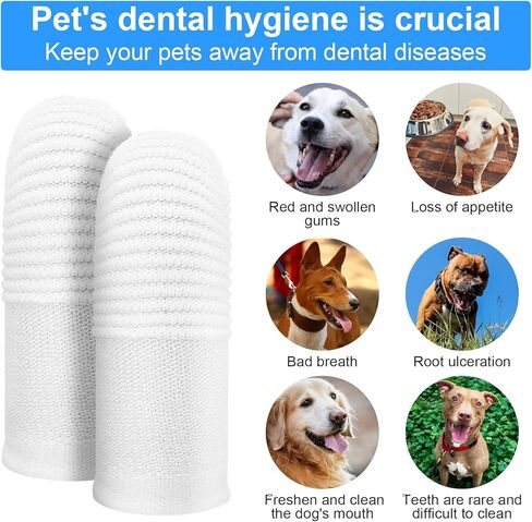 25Pcs Cat & Dog Toothbrush Soft Fabric Pet Finger Toothbrush Kit Washable & Reusable Oral Cleaning Wipes for Puppies Kittens at Home Dental Care (White and Clear) in Kuwait
