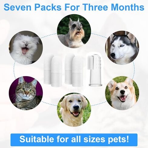 25Pcs Cat & Dog Toothbrush Soft Fabric Pet Finger Toothbrush Kit Washable & Reusable Oral Cleaning Wipes for Puppies Kittens at Home Dental Care (White and Clear) in Kuwait