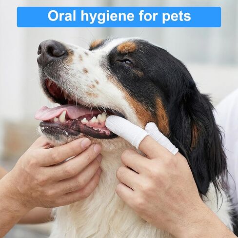 25Pcs Cat & Dog Toothbrush Soft Fabric Pet Finger Toothbrush Kit Washable & Reusable Oral Cleaning Wipes for Puppies Kittens at Home Dental Care (White and Clear) in Kuwait