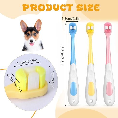 3 PCS Ultra Soft Puppy Toothbrush, Small Dog Toothbrush Mini Brush Head Cat & Pet Toothbrushes, Gentle Cat Tooth Brush Deep Teeth Cleaning, Dog Tooth Brushing Kit for Kitten and Tiny to Medium Pet in Kuwait
