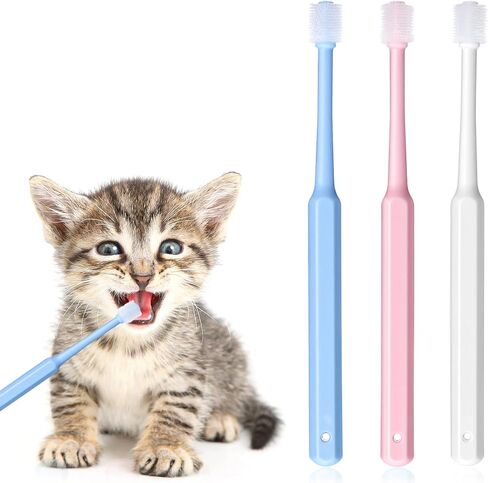 Yuanchu WJIAAA Small Cat Dog Toothbrush, 3 Pack 360 Degree Soft Silicone Pet Toothbrush Cat Dental Care Dog Oral Hygiene Deep Cleaning Pet Teeth Clean Kit in Kuwait