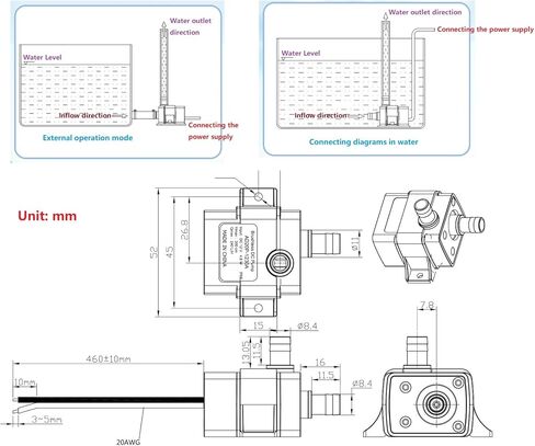 2Pcs DC 12V Mini Water Pump 3m 240L/H Ultra Quiet Brushless Motor For Submersible Pool Aquarium Water Pump Solar in Kuwait
