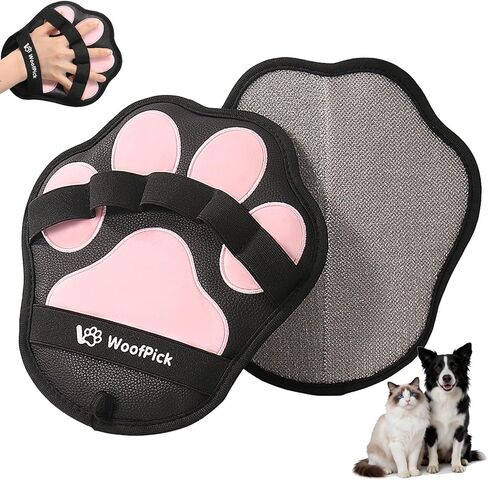 WoofPick 2 PCS Efficient PU Pet Hair Removal Gloves, Cat Dog Hair Remover, Electrostatic Deshedding Mitts, Gentle Reusable Fur Removal Tool for Furniture, Couch, Clothes & Car in Kuwait