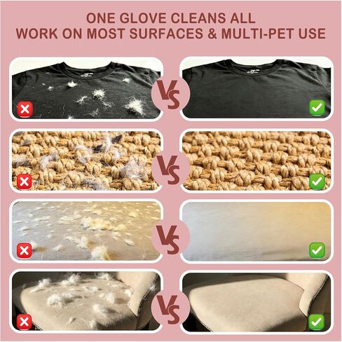 WoofPick 2 PCS Efficient PU Pet Hair Removal Gloves, Cat Dog Hair Remover, Electrostatic Deshedding Mitts, Gentle Reusable Fur Removal Tool for Furniture, Couch, Clothes & Car in Kuwait