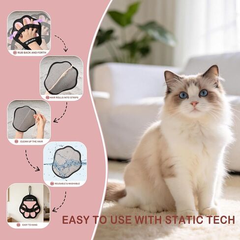 WoofPick 2 PCS Efficient PU Pet Hair Removal Gloves, Cat Dog Hair Remover, Electrostatic Deshedding Mitts, Gentle Reusable Fur Removal Tool for Furniture, Couch, Clothes & Car in Kuwait