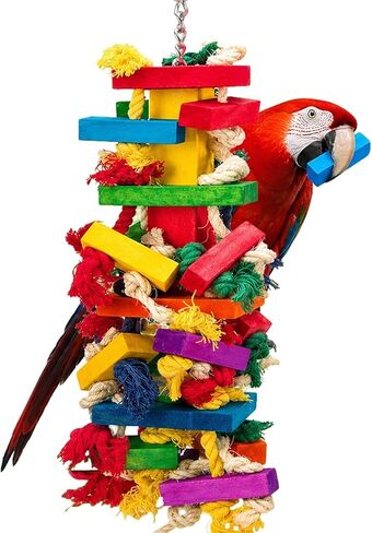 Parrot Toys for Large Birds, Natural Wood Multicolor Durable Chew Toys for Macaws, African Grey & Amazon Parrots, Ideal Pet Gift in Kuwait