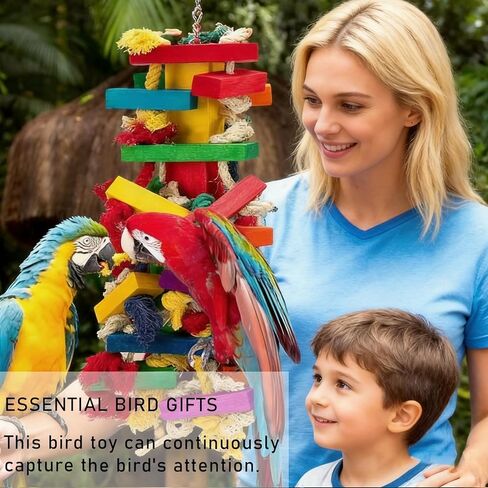 Parrot Toys for Large Birds, Natural Wood Multicolor Durable Chew Toys for Macaws, African Grey & Amazon Parrots, Ideal Pet Gift in Kuwait