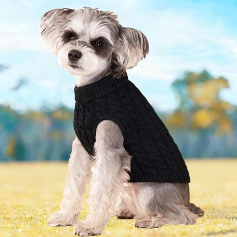 Dog Sweater - Turtleneck Pullover for Small Medium Breed Dogs(Black L) in Saudi Arabia