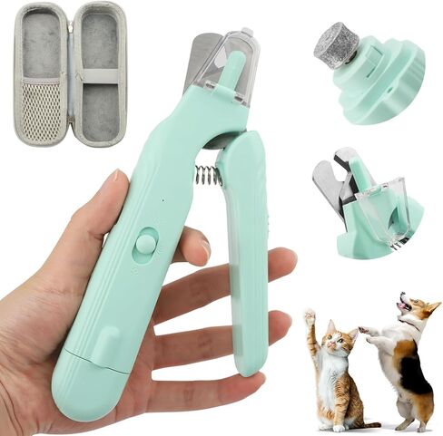 2-in-1 Dog Nail Grinder & Dog Nail Clippers Trimmers, Dogs Trimmer with LED Light + Splash Guard + Storage Case, Pet Claw Clippers for Dogs Cats, USB Rechargeable (Pink) in Kuwait