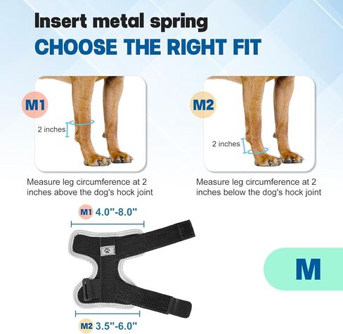 Dog Front Leg Brace with Removable Metal Springs- Adjustable Reflective Ankle Wrap for Dogs, Anti-Slip Reverse-Buckle Design Dog Splint Front Leg for Arthritis, Sprains, Injury Recovery (Black, M) in Saudi Arabia