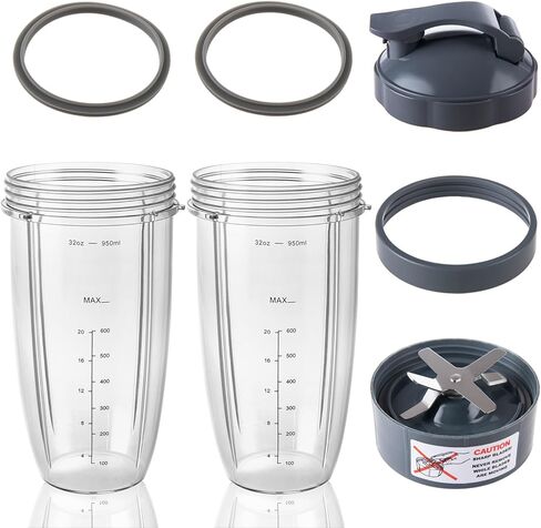 أكواب بديلة لقطع غيار Nutribullet، أكواب خلاط 32oz، أكواب بديلة للخلاط متوافقة مع NutriBullet 600w/900w in Kuwait