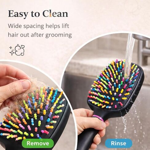Adkoat® 2PCS قوس قزح وسادة هوائية للخيول والكلاب والقطط - مشط لطيف للعرف والذيل والفراء الطويل - أداة تدليك ذات شعيرات مموجة للتساقط والعقد والدورة الدموية in Kuwait