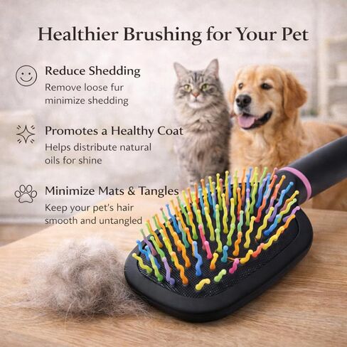 Adkoat® 2PCS قوس قزح وسادة هوائية للخيول والكلاب والقطط - مشط لطيف للعرف والذيل والفراء الطويل - أداة تدليك ذات شعيرات مموجة للتساقط والعقد والدورة الدموية in Kuwait