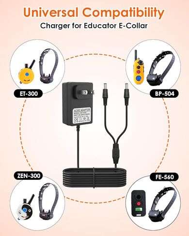 شاحن طوق E للمعلم الصغير 300 400 ET-300 ET-400 أطواق تدريب الكلاب، محول طاقة كابل شحن مزدوج الرصاص لطوق الصدمات in Kuwait