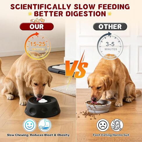 Dog Liquid Slow Feeder Bowl with Rolling Ball, Slow Feeder Bowl for Liquid Treats, Non-Spill Dog Licking Bowl Designed for Anxiety Relief, Interactive Dog Licking Toy, Black in Kuwait